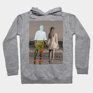 Cool couple silhouette on beach Hoodie